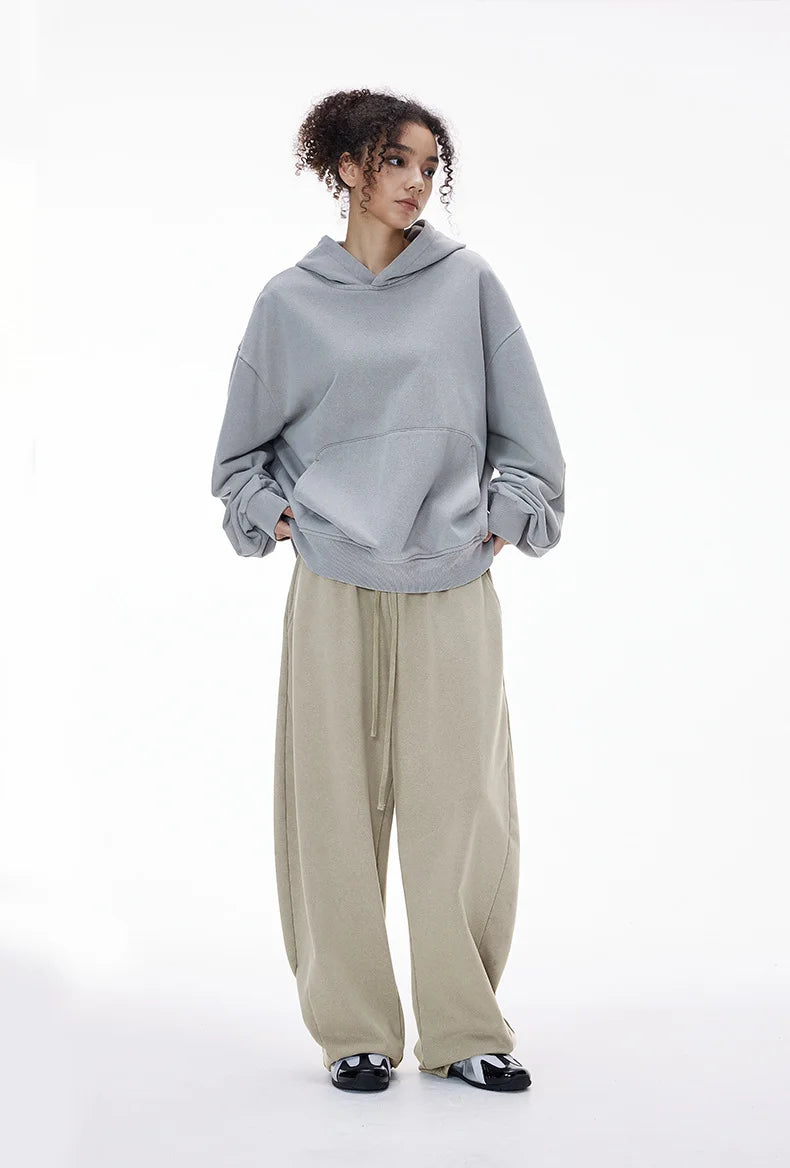 380G Sand Dune Dragon Scale Washed Curved Wide-Leg Sweatpants