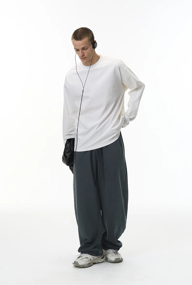 380G Sand Dune Dragon Scale Washed Curved Wide-Leg Sweatpants