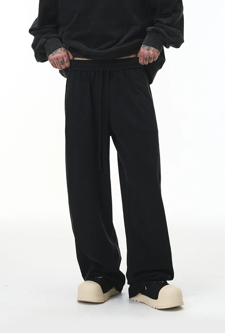 380G Sand Dune Dragon Scale Washed Curved Wide-Leg Sweatpants