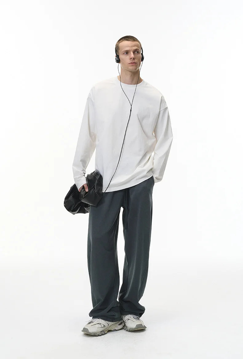 380G Sand Dune Dragon Scale Washed Curved Wide-Leg Sweatpants
