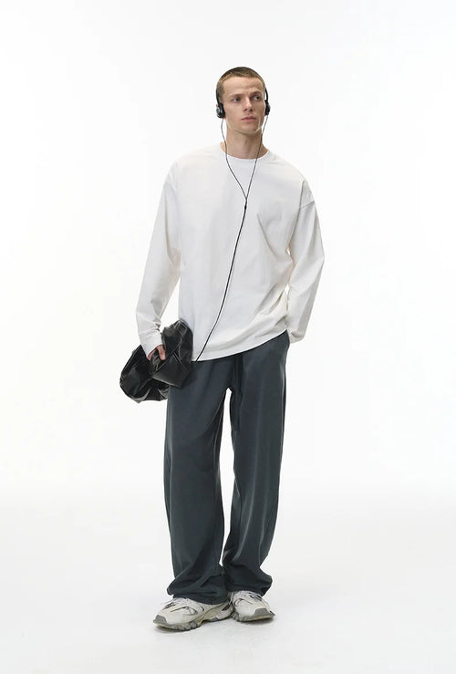 380G Sand Dune Dragon Scale Washed Curved Wide-Leg Sweatpants