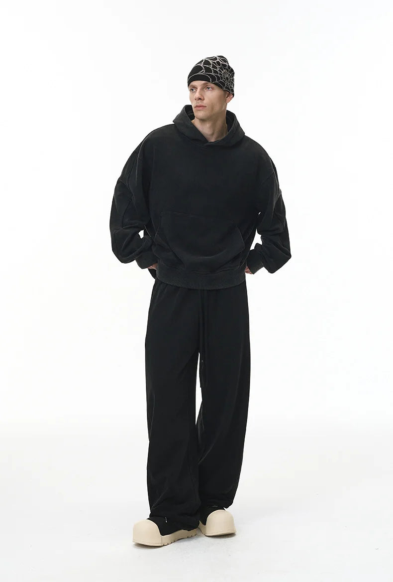 380G Sand Dune Dragon Scale Washed Curved Wide-Leg Sweatpants