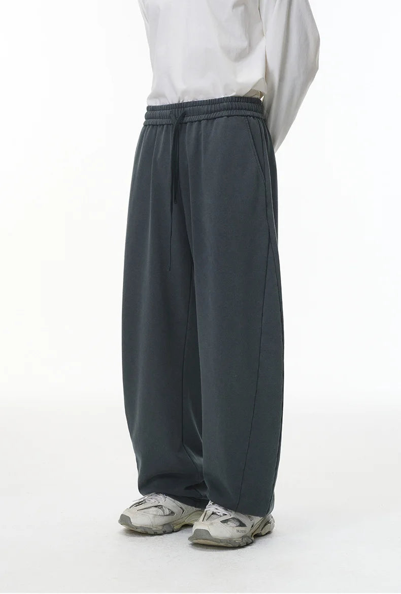 380G Sand Dune Dragon Scale Washed Curved Wide-Leg Sweatpants