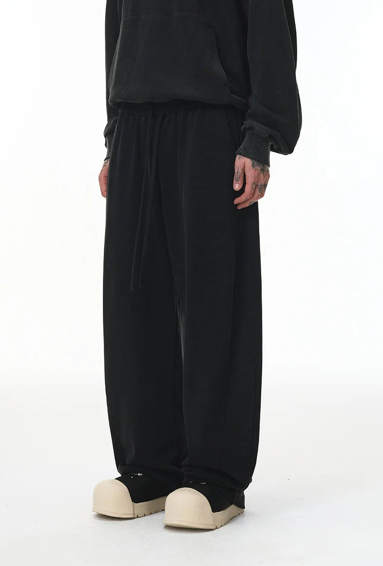380G Sand Dune Dragon Scale Washed Curved Wide-Leg Sweatpants