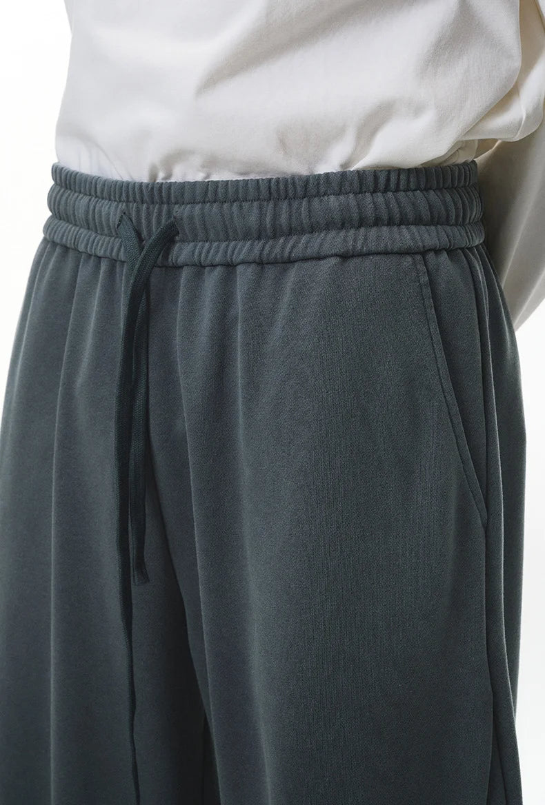 380G Sand Dune Dragon Scale Washed Curved Wide-Leg Sweatpants