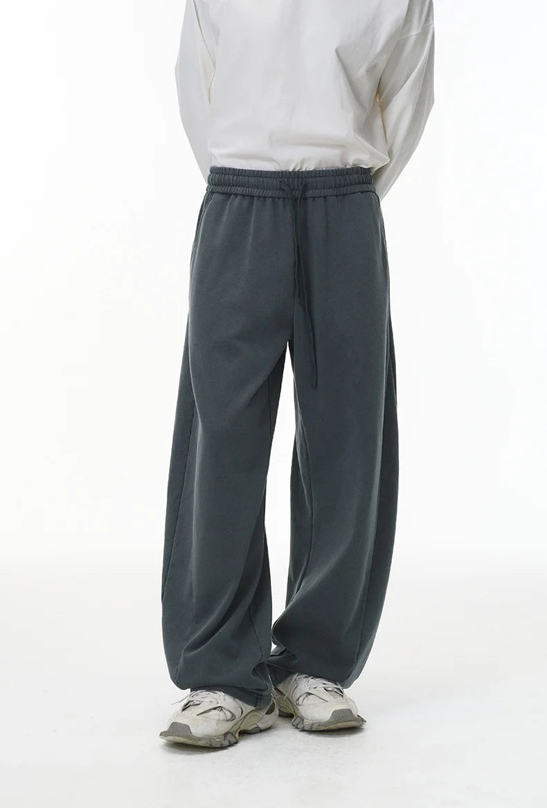 380G Sand Dune Dragon Scale Washed Curved Wide-Leg Sweatpants