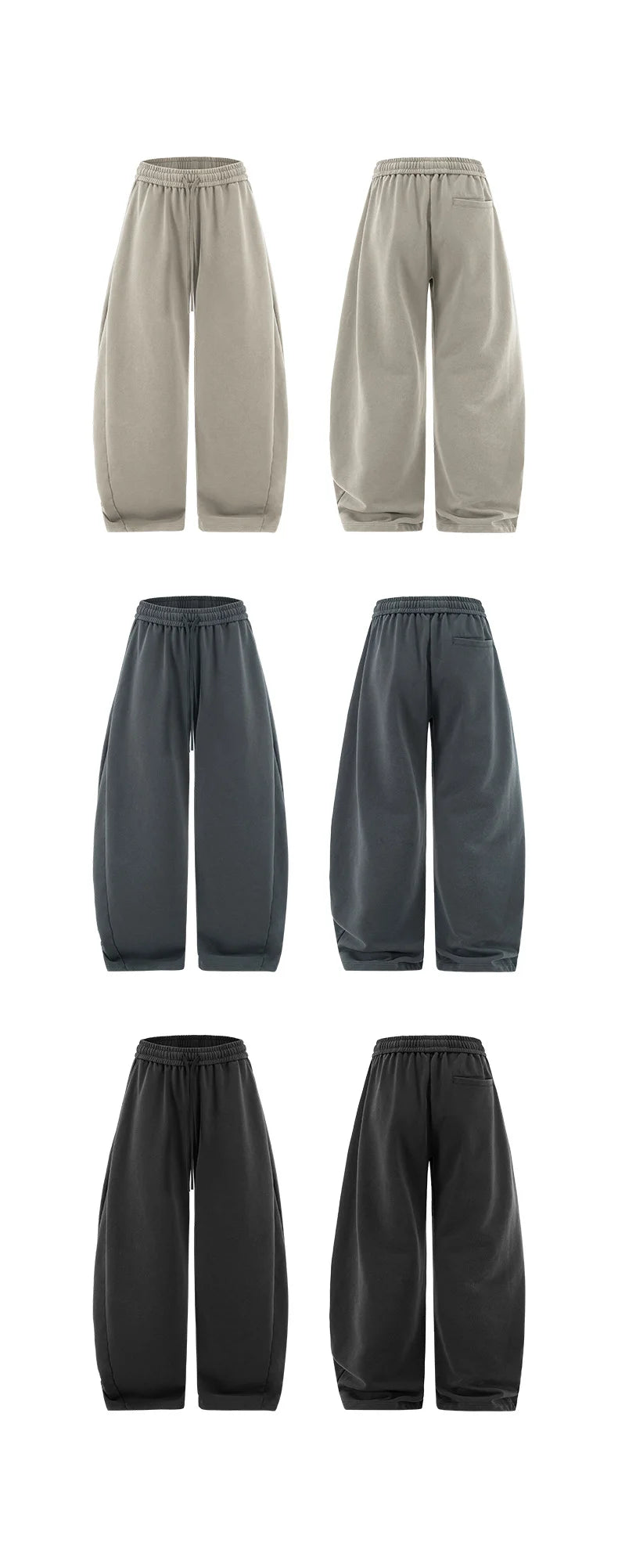 380G Sand Dune Dragon Scale Washed Curved Wide-Leg Sweatpants