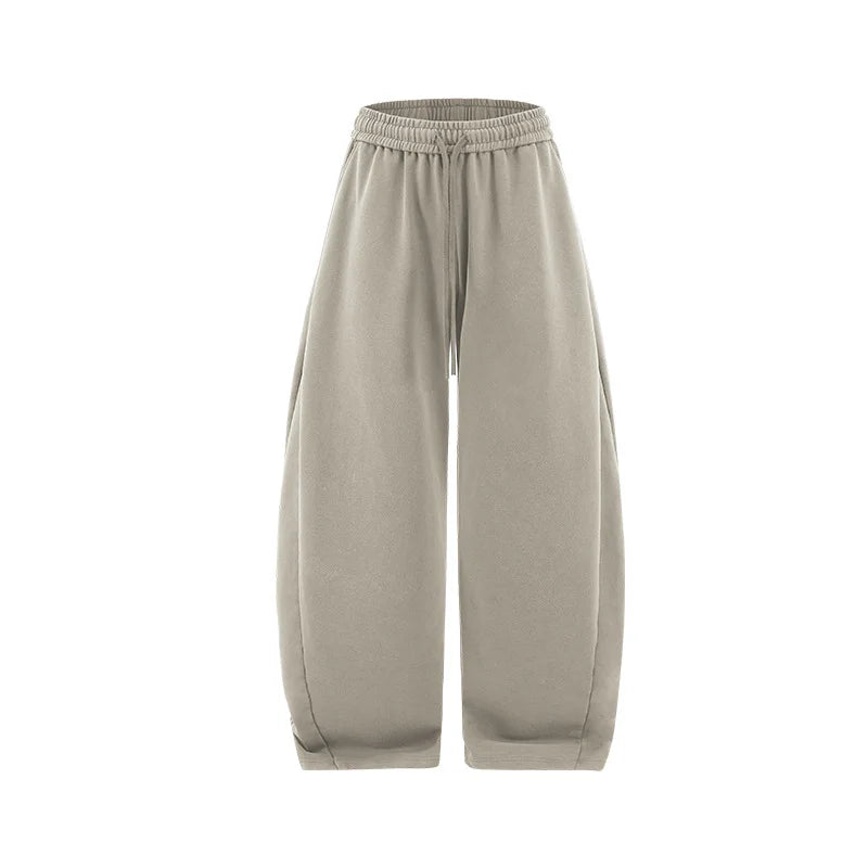 380G Sand Dune Dragon Scale Washed Curved Wide-Leg Sweatpants