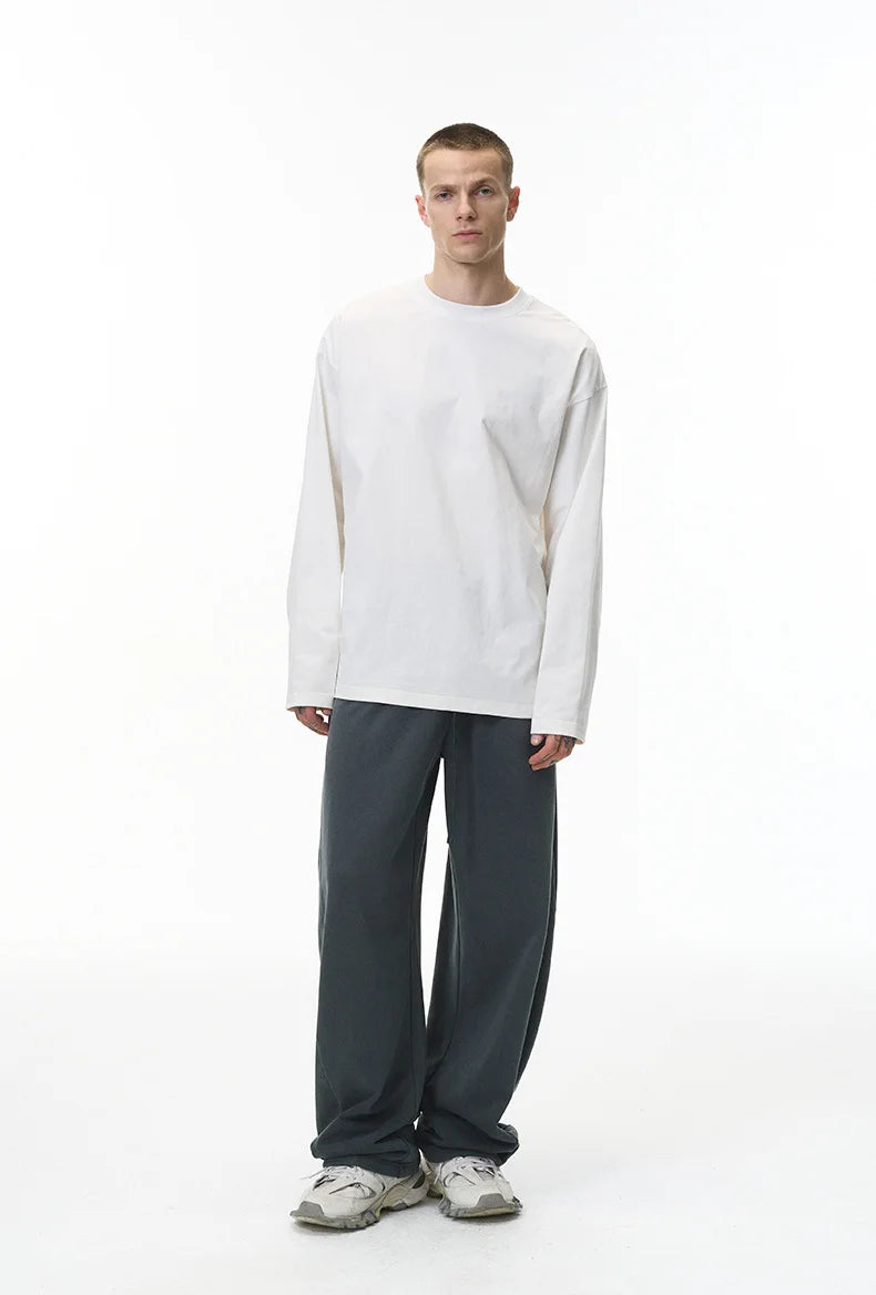 380G Sand Dune Dragon Scale Washed Curved Wide-Leg Sweatpants