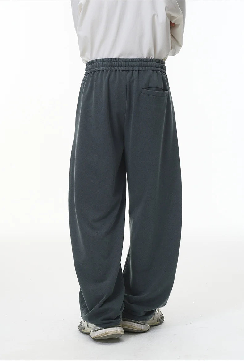 380G Sand Dune Dragon Scale Washed Curved Wide-Leg Sweatpants