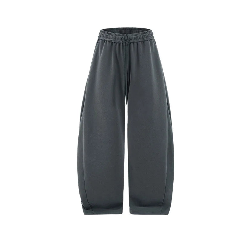 380G Sand Dune Dragon Scale Washed Curved Wide-Leg Sweatpants