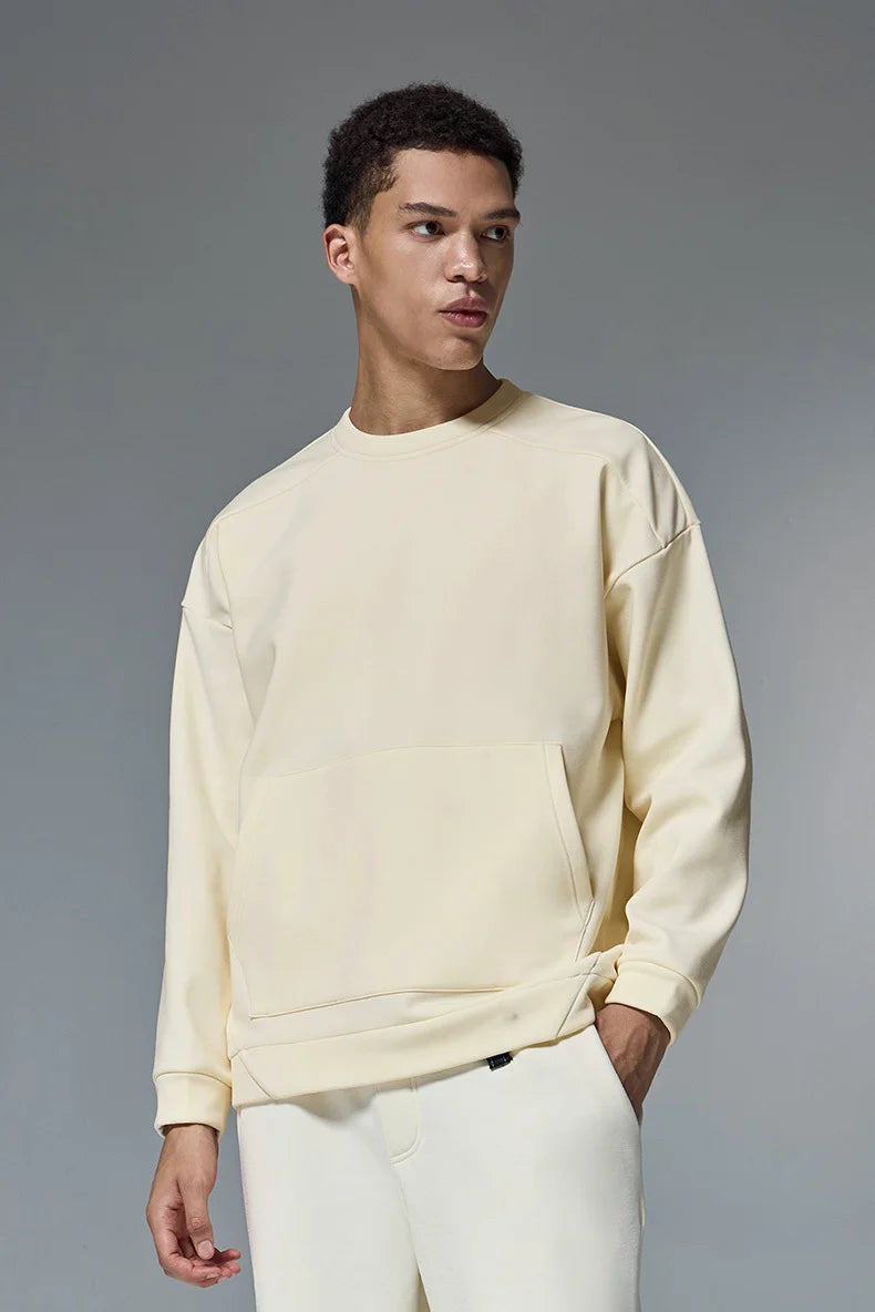 Sweat-shirt ras du cou en molleton extensible quadridirectionnel 410 g pour homme