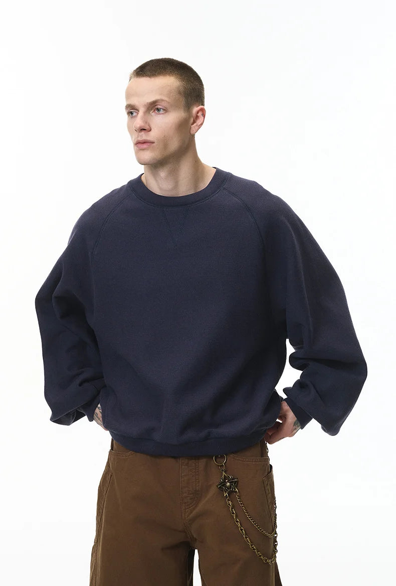 Sweat-shirt unisexe à manches chauve-souris en tricot chaîne horizontal