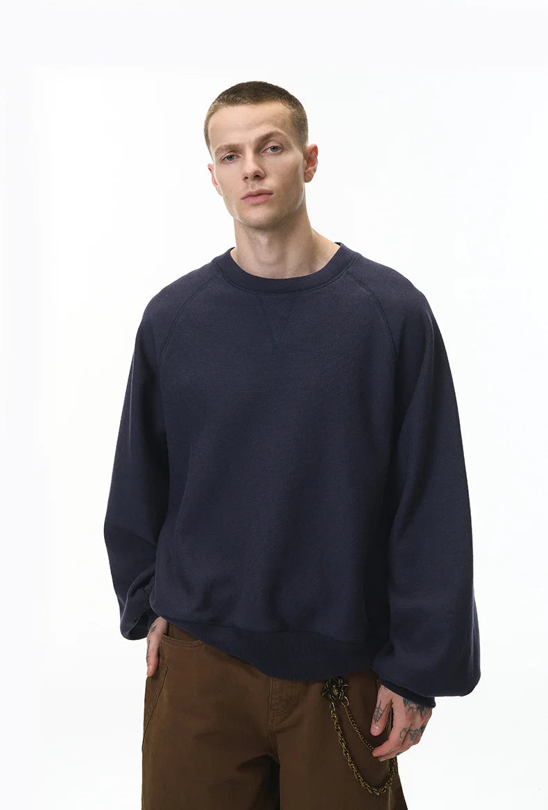 Sweat-shirt unisexe à manches chauve-souris en tricot chaîne horizontal
