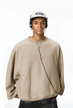 Sweat-shirt unisexe à manches chauve-souris en tricot chaîne horizontal