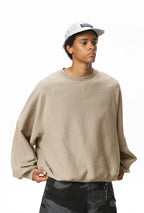 Sweat-shirt unisexe à manches chauve-souris en tricot chaîne horizontal