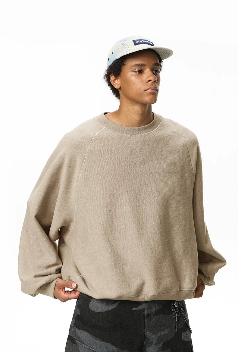 Sweat-shirt unisexe à manches chauve-souris en tricot chaîne horizontal