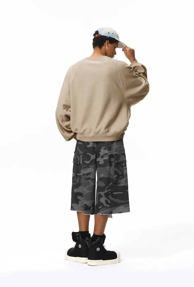 Sweat-shirt unisexe à manches chauve-souris en tricot chaîne horizontal