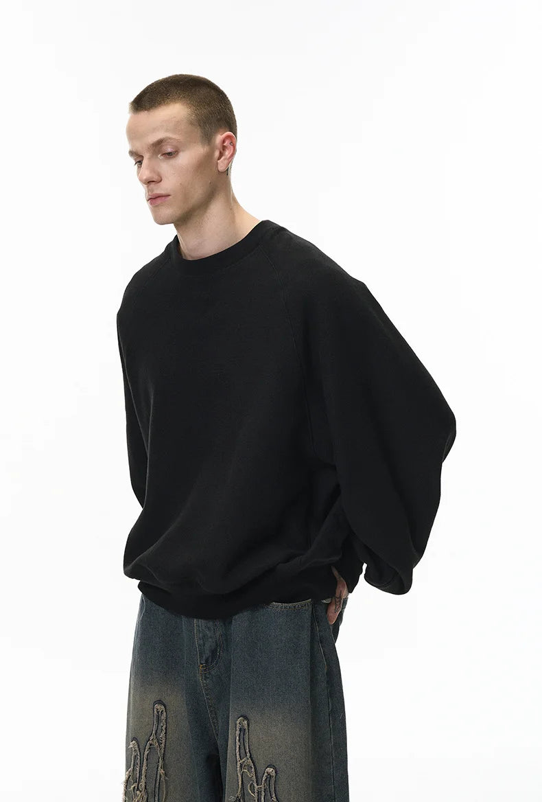 Sweat-shirt unisexe à manches chauve-souris en tricot chaîne horizontal