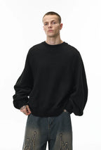 Sweat-shirt unisexe à manches chauve-souris en tricot chaîne horizontal