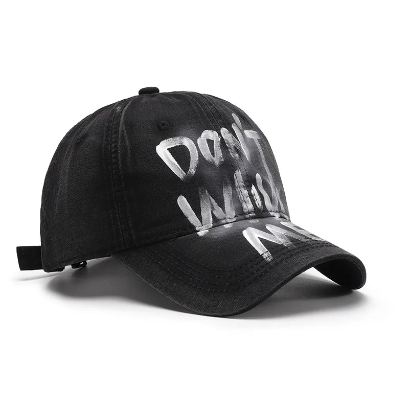 Casquette de baseball noire à couronne souple et écriture
