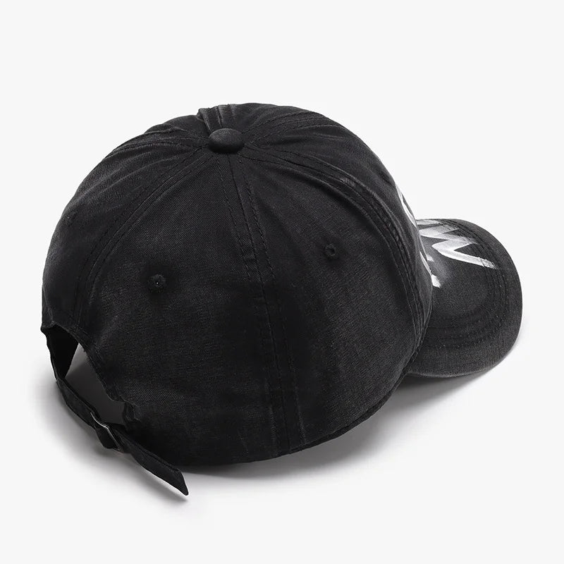 Casquette de baseball noire à couronne souple et écriture