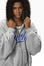 Unisex Boxy Cropped Hoodie Sweatshirt – Embroidered Fur Collar