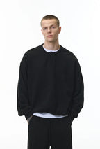 Sweat-shirt unisexe à col Henley coupe carrée