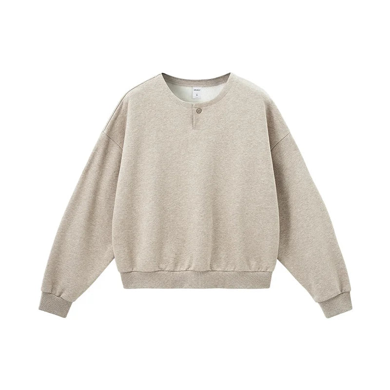 Sweat-shirt unisexe à col Henley coupe carrée