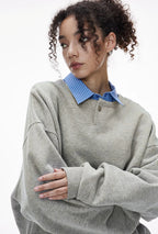 Sweat-shirt unisexe à col Henley coupe carrée