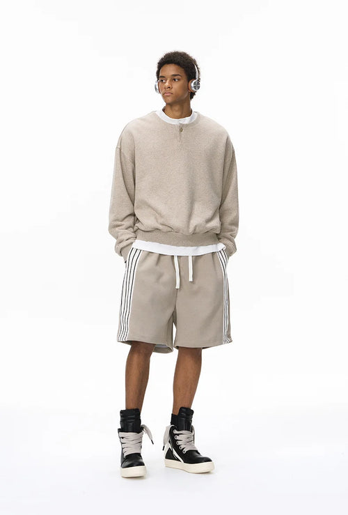 Boxy Henley collar Sweatshirt