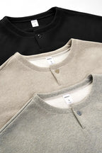 Sweat-shirt unisexe à col Henley coupe carrée