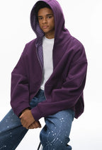 Veste à capuche à carreaux color-block coupe carrée