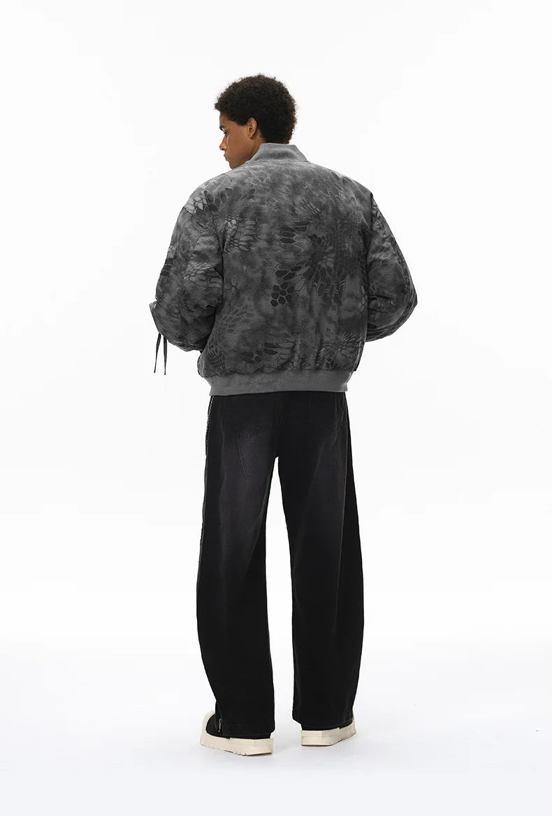 Men's Oversize Camouflage Bomber Stand Collar Jacket
