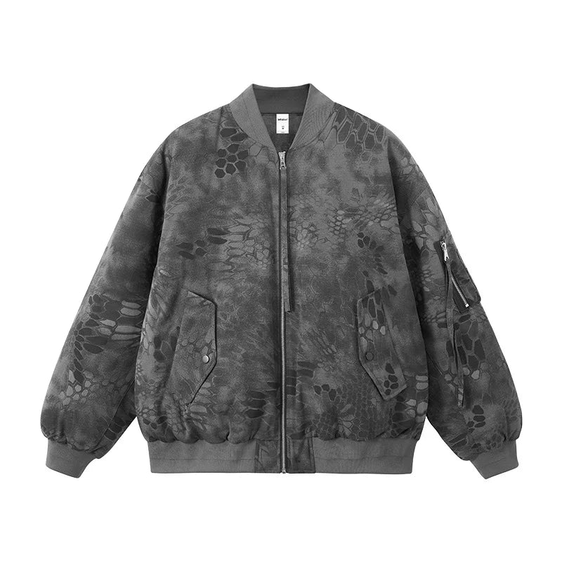 Men's Oversize Camouflage Bomber Stand Collar Jacket
