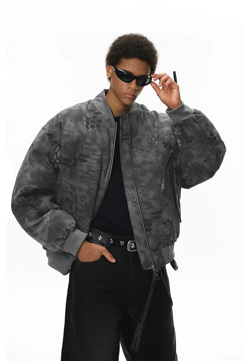 Men's Oversize Camouflage Bomber Stand Collar Jacket