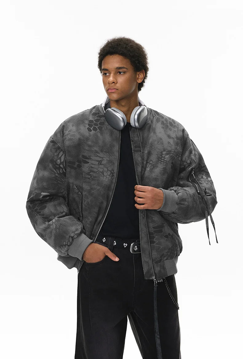 Men's Oversize Camouflage Bomber Stand Collar Jacket