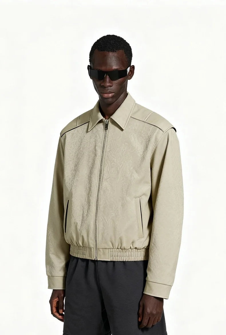 Blouson zippé homme en cuir froissé – Style Vêtement de travail vintage