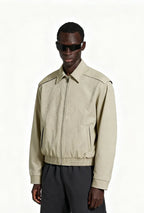 Blouson zippé homme en cuir froissé – Style Vêtement de travail vintage