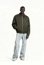 Blouson zippé homme en cuir froissé – Style Vêtement de travail vintage