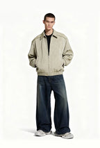 Blouson zippé homme en cuir froissé – Style Vêtement de travail vintage