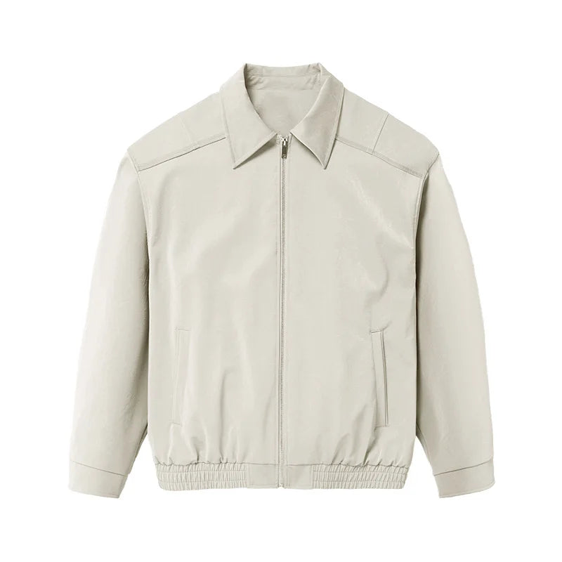 Blouson zippé homme en cuir froissé – Style Vêtement de travail vintage
