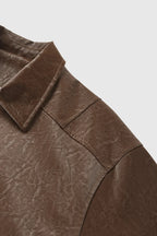 Blouson zippé homme en cuir froissé – Style Vêtement de travail vintage