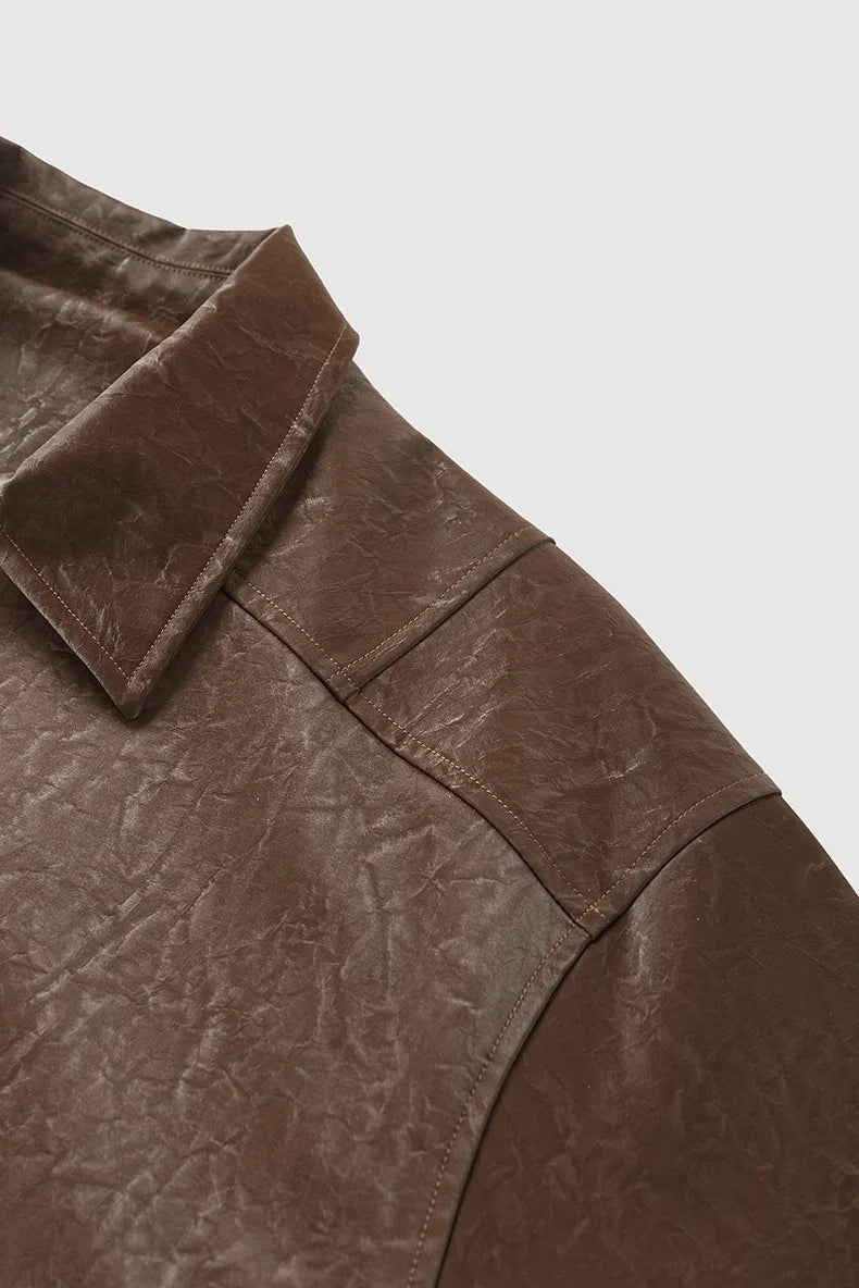 Blouson zippé homme en cuir froissé – Style Vêtement de travail vintage