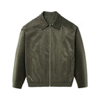 Blouson zippé homme en cuir froissé – Style Vêtement de travail vintage