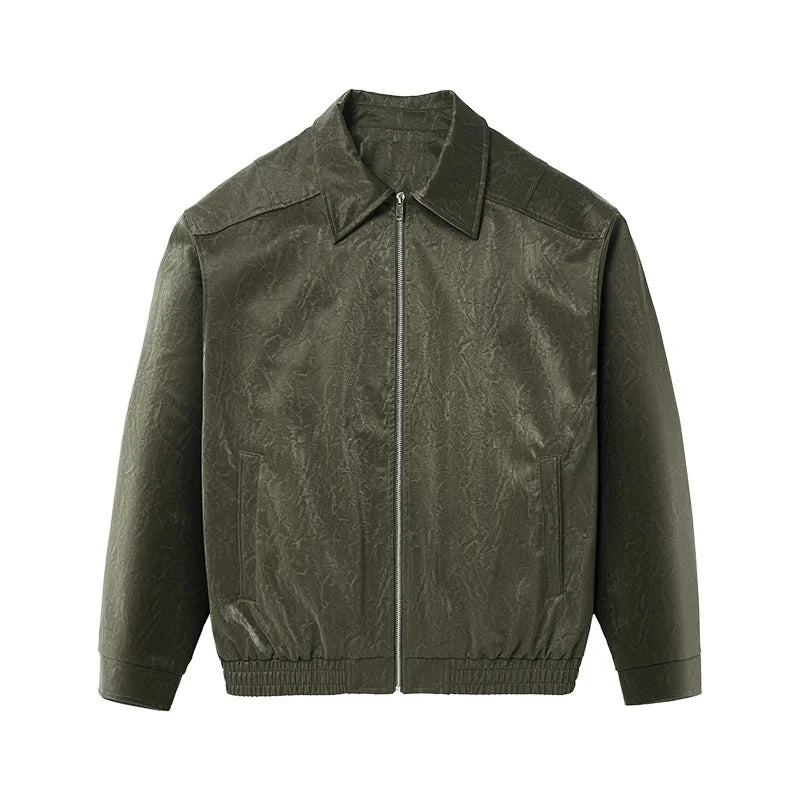 Men's Crinkled Leather Zip Jacket – Vintage Workwear