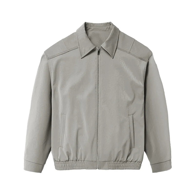 Blouson zippé homme en cuir froissé – Style Vêtement de travail vintage