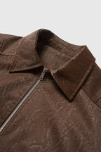 Blouson zippé homme en cuir froissé – Style Vêtement de travail vintage