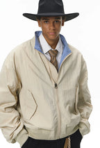 Men's Articulated Sleeves Cropped Flight Jacket – Plaid Colorblock