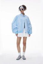Men's Articulated Sleeves Cropped Flight Jacket – Plaid Colorblock